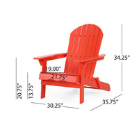 Libo Outdoor Adirondack Chair, Slatted Seat, Bright Red Acacia Wood -BM335760