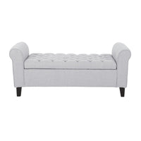Jacob Ottoman Bench, Light Gray Fabric Button Tufted Seat, 50 Inch -BM335762