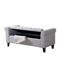 Jacob Ottoman Bench, Light Gray Fabric Button Tufted Seat, 50 Inch -BM335762