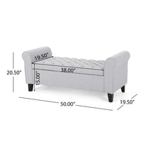 Jacob Ottoman Bench, Light Gray Fabric Button Tufted Seat, 50 Inch -BM335762