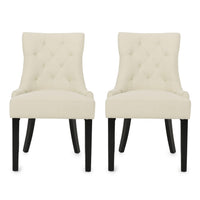 Chen Dining Chair Set of 2, Beige Fabric Upholstered Tufted Backrest -BM335763