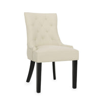 Chen Dining Chair Set of 2, Beige Fabric Upholstered Tufted Backrest -BM335763