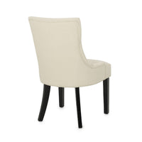 Chen Dining Chair Set of 2, Beige Fabric Upholstered Tufted Backrest -BM335763