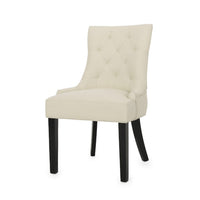 Chen Dining Chair Set of 2, Beige Fabric Upholstered Tufted Backrest -BM335763