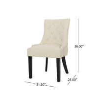 Chen Dining Chair Set of 2, Beige Fabric Upholstered Tufted Backrest -BM335763
