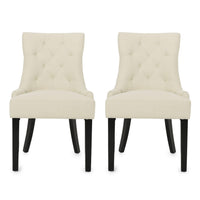 Chen Dining Chair Set of 2, Beige Fabric Upholstered Tufted Backrest -BM335763