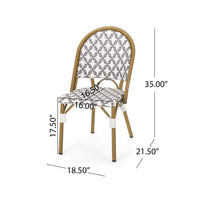 Bo Outdoor Bistro Chair Set of 2, Gray White Faux Rattan, Brown Metal -BM335764