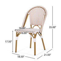 Bo Outdoor Bistro Chair Set of 2, White and Brown Faux Rattan, Metal -BM335765