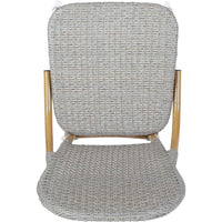 Outdoor Bistro Chair Set of 2, Gray Faux Rattan, Natural Brown Metal -BM335767