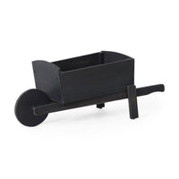 Outdoor Planter, Countryside Wheelbarrow Design, Dark Gray Acacia Wood -BM335769