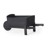 Outdoor Planter, Countryside Wheelbarrow Design, Dark Gray Acacia Wood -BM335769