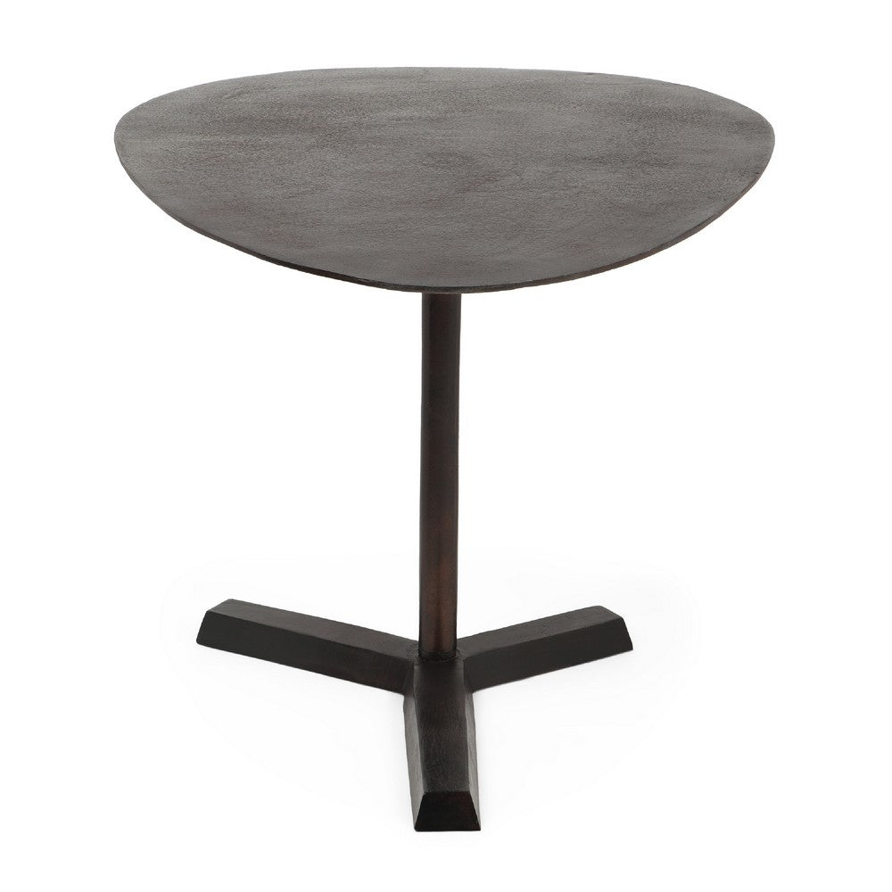 Eli Side End Table, 27 Inch Elliptical Top, Aluminium Tripod Base -BM335770