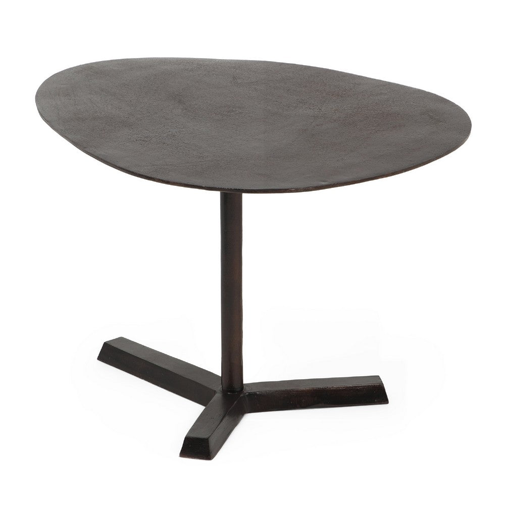 Eli Side End Table, 27 Inch Elliptical Top, Aluminium Tripod Base -BM335770