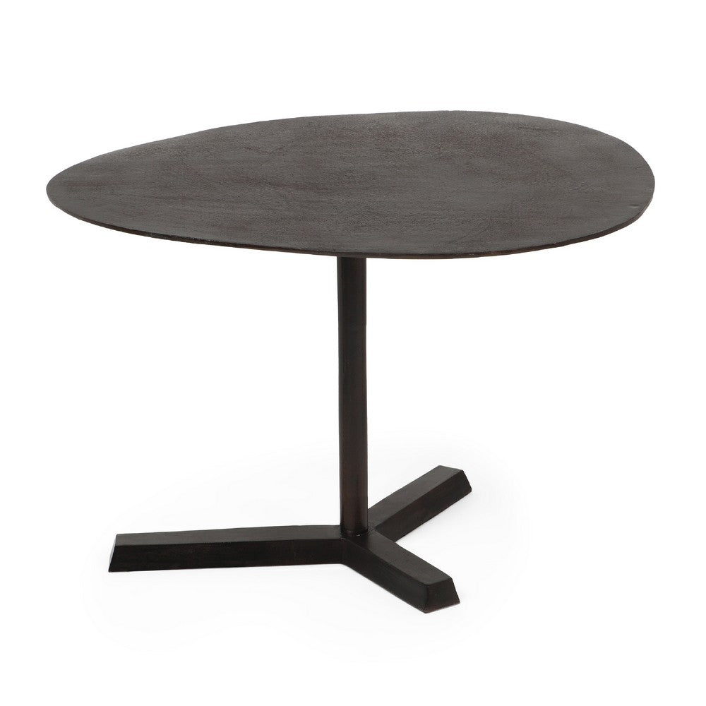 Eli Side End Table, 27 Inch Elliptical Top, Aluminium Tripod Base -BM335770