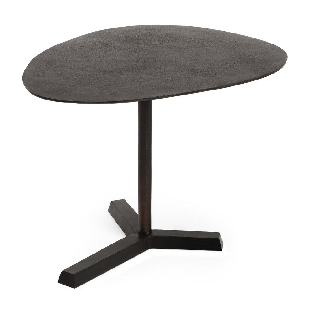 Eli Side End Table, 27 Inch Elliptical Top, Aluminium Tripod Base -BM335770