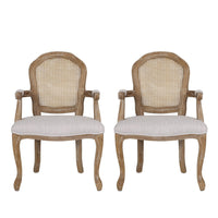 Ciny Dining Side Armchair Set of 2, Light Gray Seat, Cane Webbed Back -BM335772