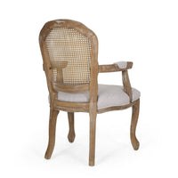 Ciny Dining Side Armchair Set of 2, Light Gray Seat, Cane Webbed Back -BM335772