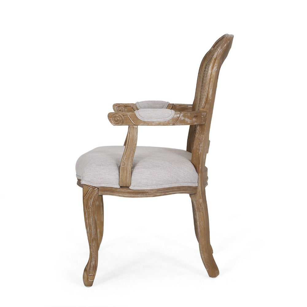 Ciny Dining Side Armchair Set of 2, Light Gray Seat, Cane Webbed Back -BM335772