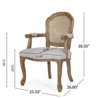 Ciny Dining Side Armchair Set of 2, Light Gray Seat, Cane Webbed Back -BM335772