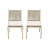 Orry Dining Side Chair Set of 2, Beige Roped Back, Acacia Wood -BM335774