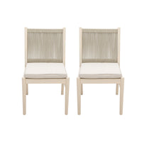 Orry Dining Side Chair Set of 2, Beige Roped Back, Acacia Wood -BM335774