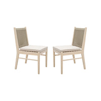 Orry Dining Side Chair Set of 2, Beige Roped Back, Acacia Wood -BM335774