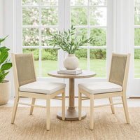 Orry Dining Side Chair Set of 2, Beige Roped Back, Acacia Wood -BM335774