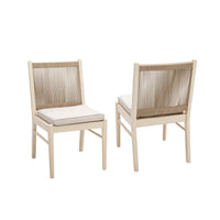Orry Dining Side Chair Set of 2, Sand Brown Roped Back, Acacia Wood -BM335775