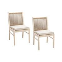 Orry Dining Side Chair Set of 2, Sand Brown Roped Back, Acacia Wood -BM335775