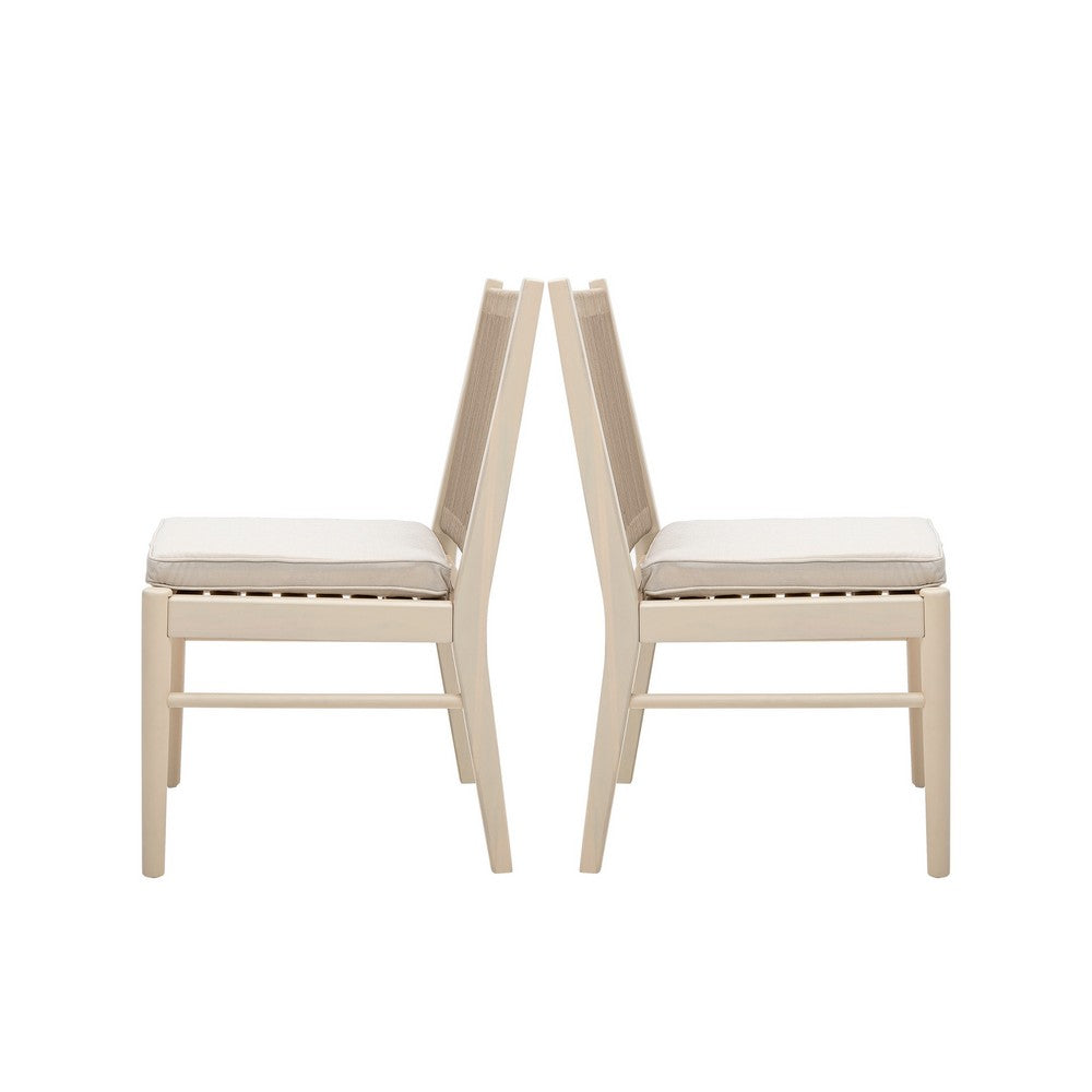 Orry Dining Side Chair Set of 2, Sand Brown Roped Back, Acacia Wood -BM335775
