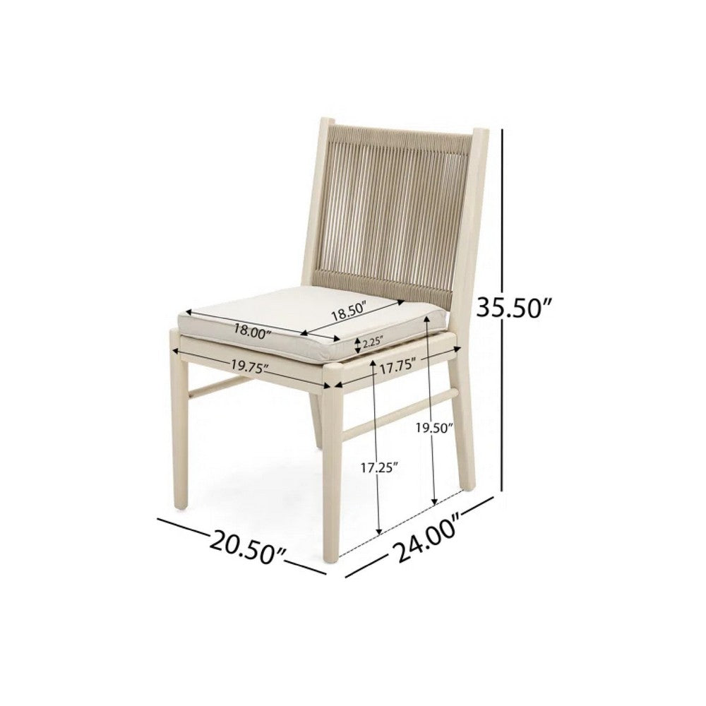 Orry Dining Side Chair Set of 2, Sand Brown Roped Back, Acacia Wood -BM335775