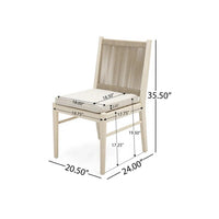 Orry Dining Side Chair Set of 2, Sand Brown Roped Back, Acacia Wood -BM335775