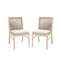 Orry Dining Side Chair Set of 2, Sand Brown Roped Back, Acacia Wood -BM335775
