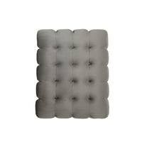 Nez Ottoman, 33 Inch, Waffle Button Tufting Gray Velvet, Gold Base -BM335781