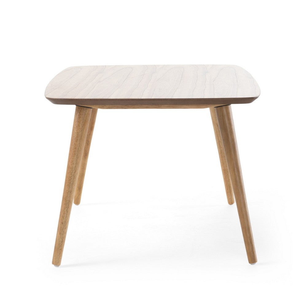 Amy Coffee Table, 40 Inch Rectangular Veneer Top, Brown Tapered Legs -BM335783