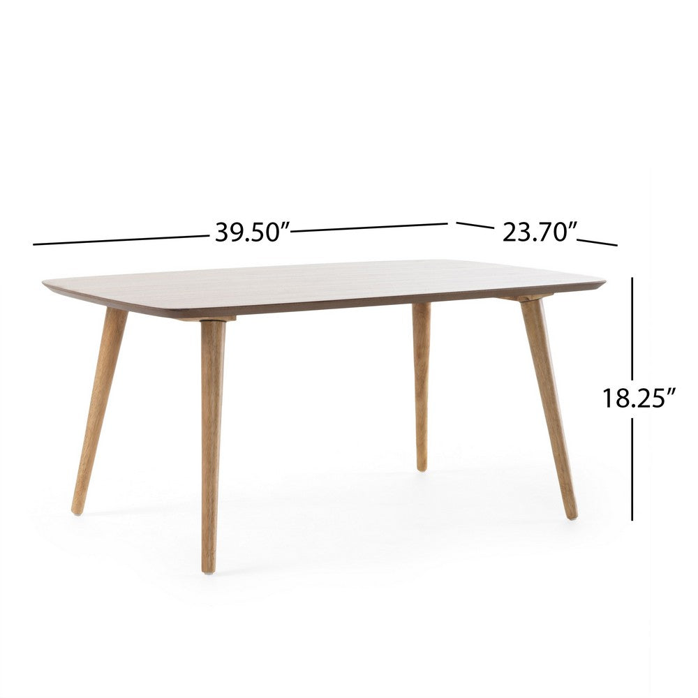 Amy Coffee Table, 40 Inch Rectangular Veneer Top, Brown Tapered Legs -BM335783