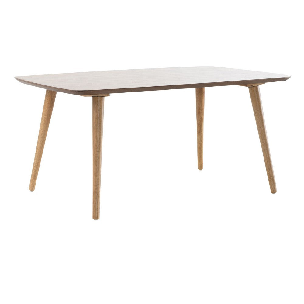 Amy Coffee Table, 40 Inch Rectangular Veneer Top, Brown Tapered Legs -BM335783