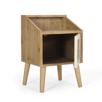 Zimy Side End Table with Built-in Cabinet Hutch, 16 Inch Brown White -BM335785