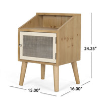 Zimy Side End Table with Built-in Cabinet Hutch, 16 Inch Brown White -BM335785
