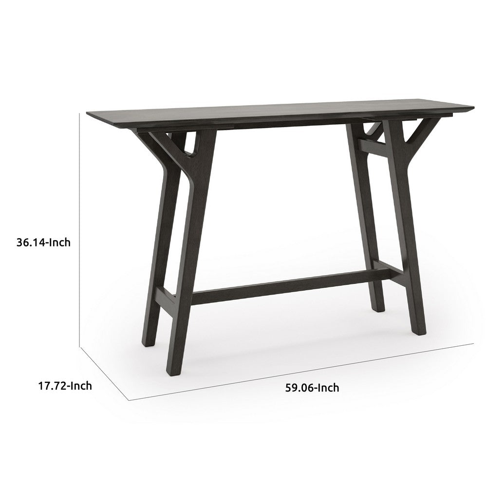 Div Sofa Console Table, 59 Inch, Gray Finished Wood Trestle Frame -BM335786