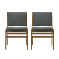 Rini Dining Side Chair Set of 2, Straight Wood Legs, Dark Gray Fabric -BM335787