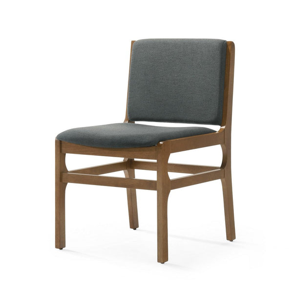 Rini Dining Side Chair Set of 2, Straight Wood Legs, Dark Gray Fabric -BM335787