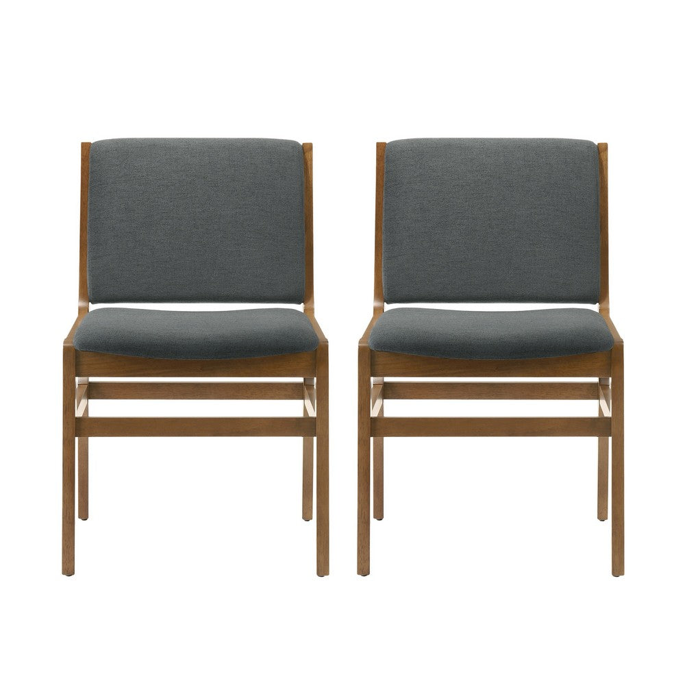 Rini Dining Side Chair Set of 2, Straight Wood Legs, Dark Gray Fabric -BM335787