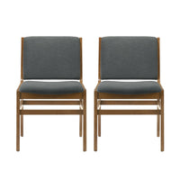 Rini Dining Side Chair Set of 2, Straight Wood Legs, Dark Gray Fabric -BM335787