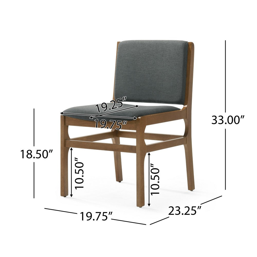 Rini Dining Side Chair Set of 2, Straight Wood Legs, Dark Gray Fabric -BM335787