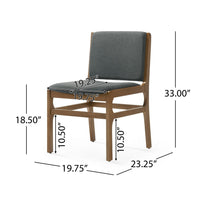 Rini Dining Side Chair Set of 2, Straight Wood Legs, Dark Gray Fabric -BM335787