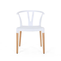Xini 2pc Dining Side Chair Set, White Open Back, Beech Wood Legs -BM335789