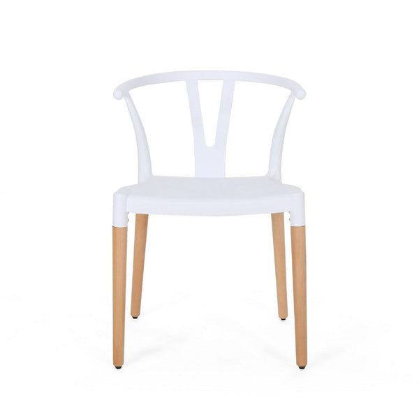 Xini 2pc Dining Side Chair Set, White Open Back, Beech Wood Legs -BM335789