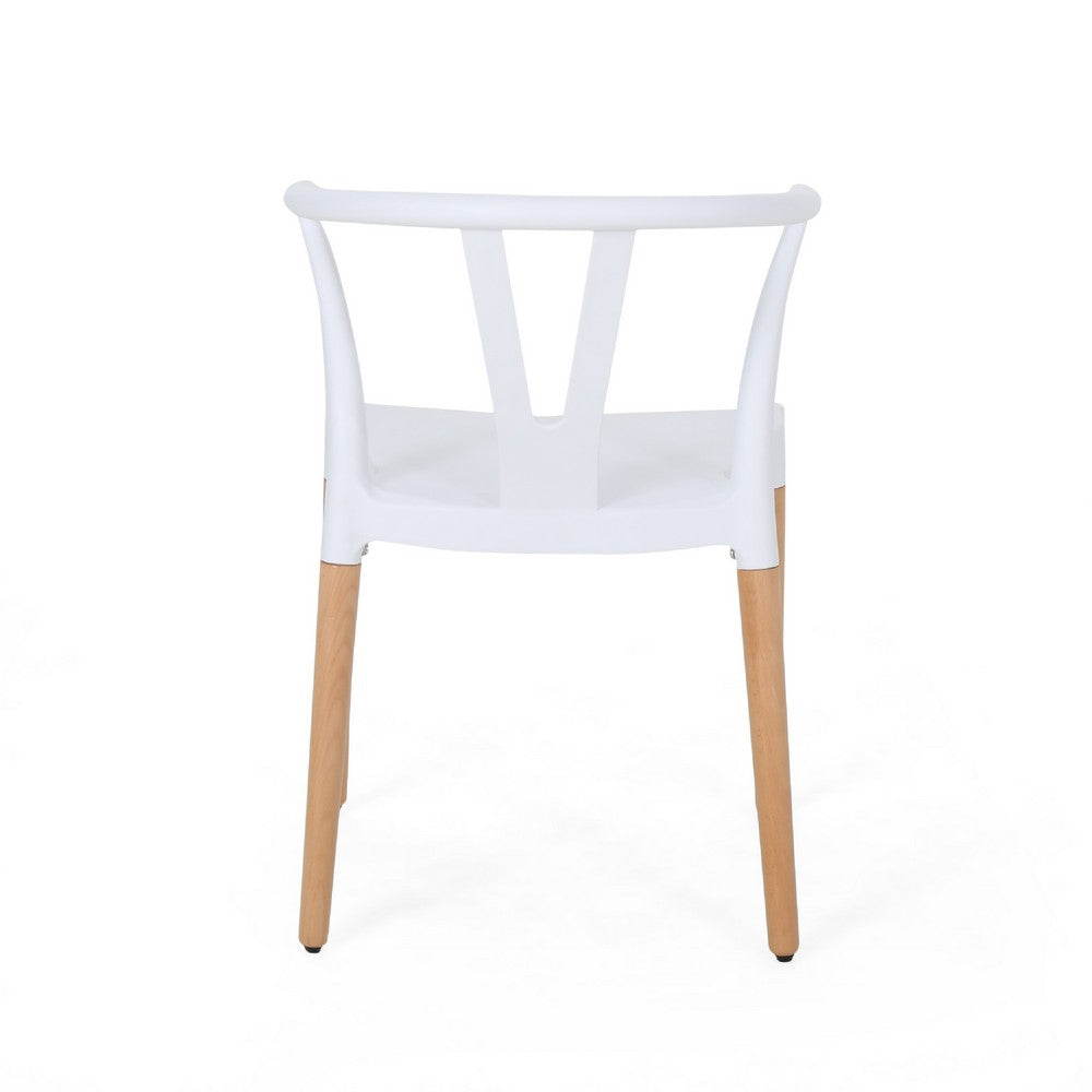 Xini 2pc Dining Side Chair Set, White Open Back, Beech Wood Legs -BM335789