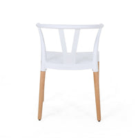 Xini 2pc Dining Side Chair Set, White Open Back, Beech Wood Legs -BM335789